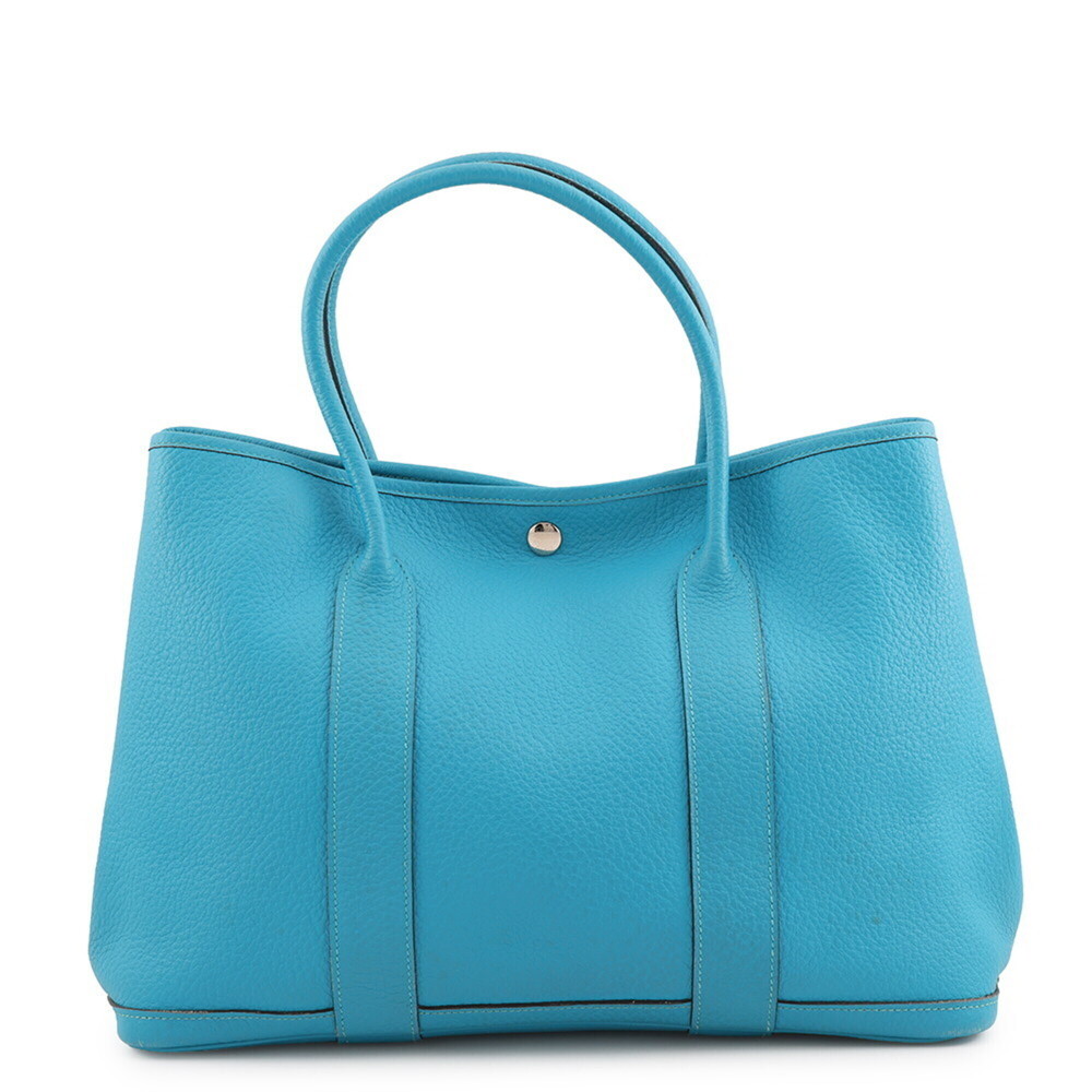 Hermes Garden PM Tote Bag, Turquoise Negonda Leather, □R Stamp, Garden, Handb...